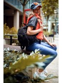 Short quilted vest with a stand-up collar, neon orange 999230 - Online store - Boutique